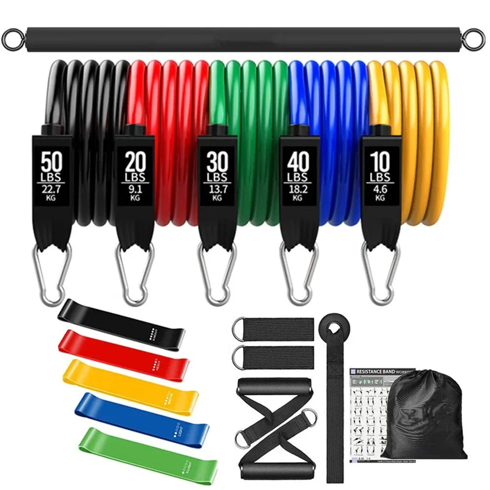 Workout Bar Fitness Resistance Bands Set