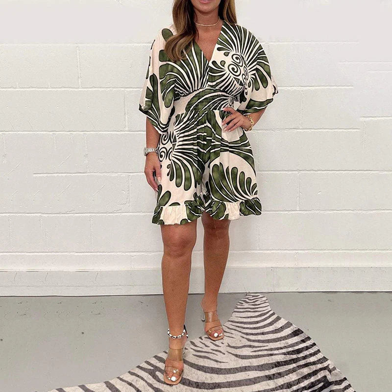 Women's Plant - Printed Casual Short Jumpsuit
