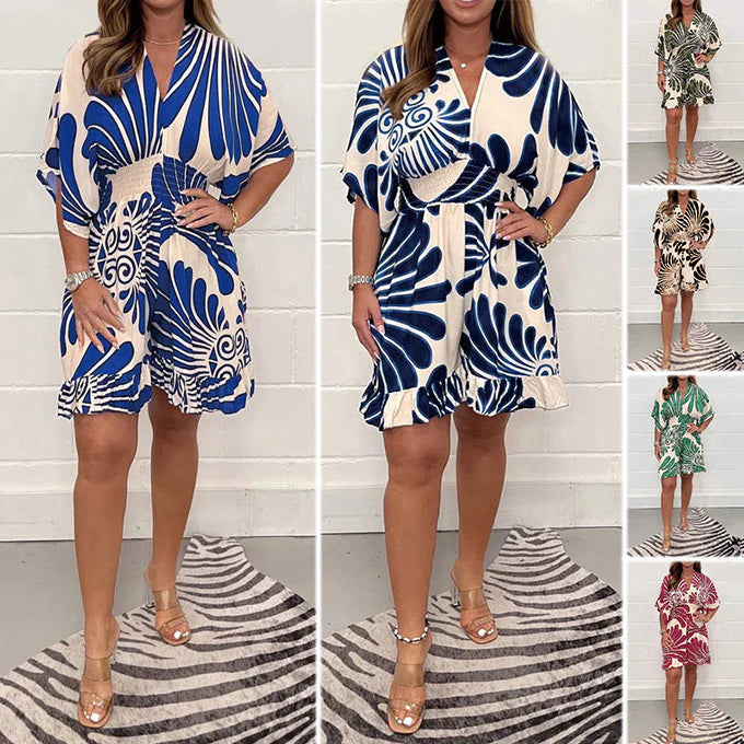 Women's Plant - Printed Casual Short Jumpsuit